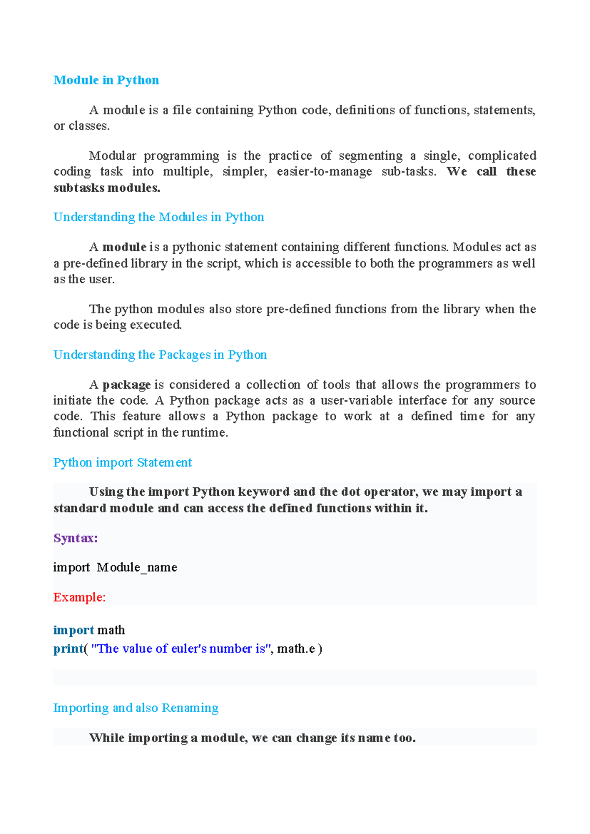 Modules and Packages in Python: A Comprehensive Guide (CS101) - Studocu