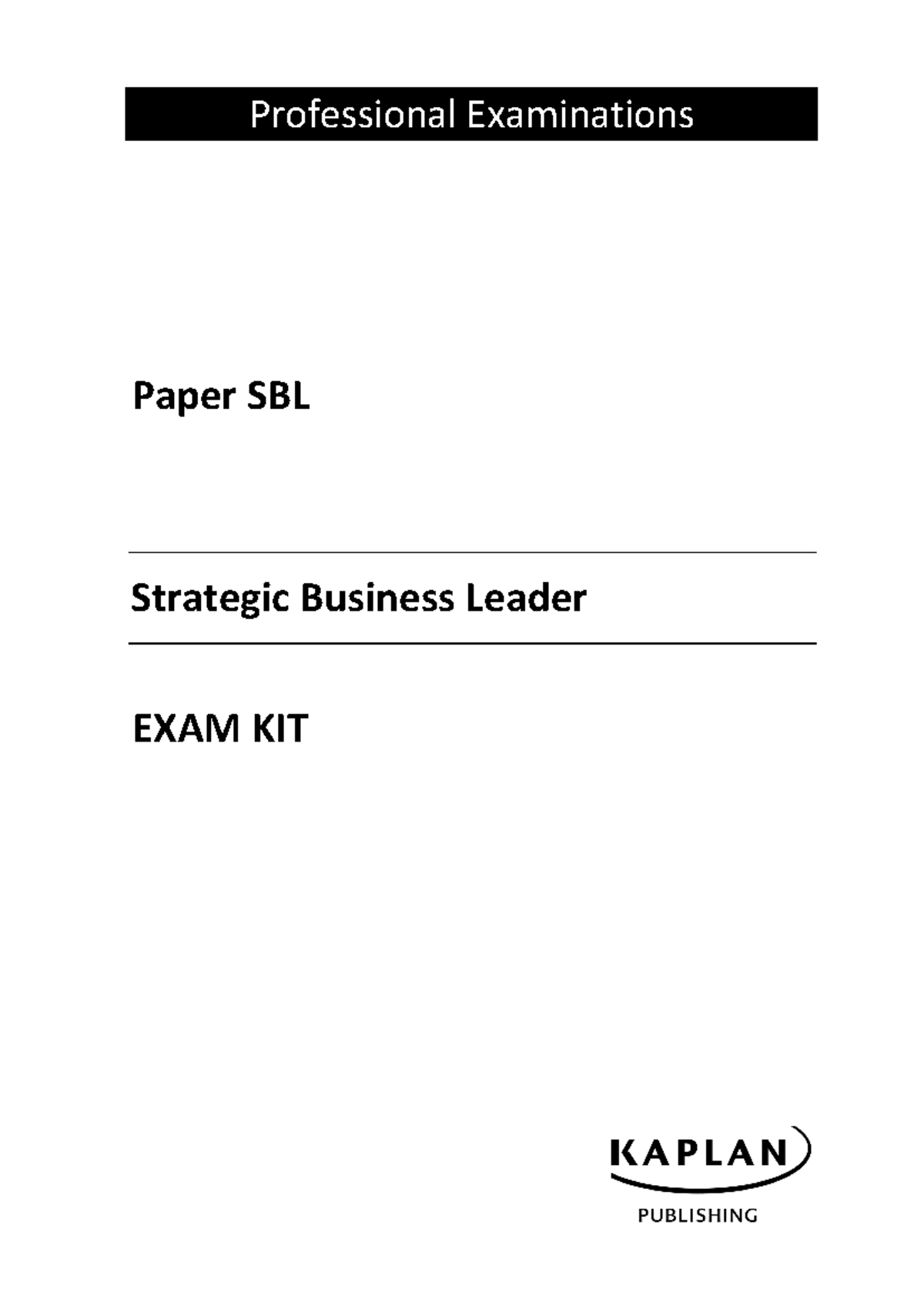 Strategic-business-leader - Professional Examinations Paper SBL ...