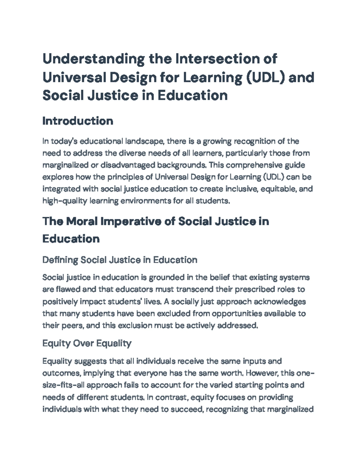 Equity by Design: Implementing UDL for Social Justice in Education ...
