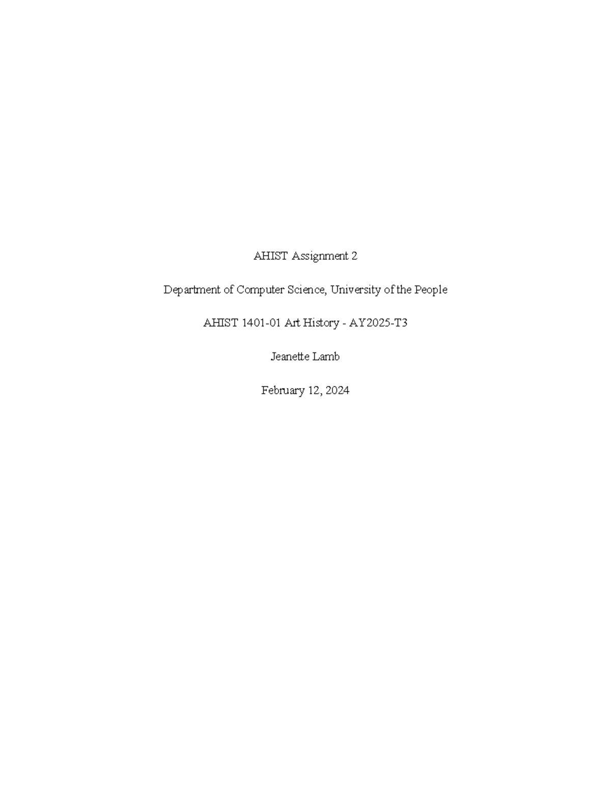 Ahist Assignment 2 - ART HISTORY WA UNIT 2 - AHIST Assignment 2 ...