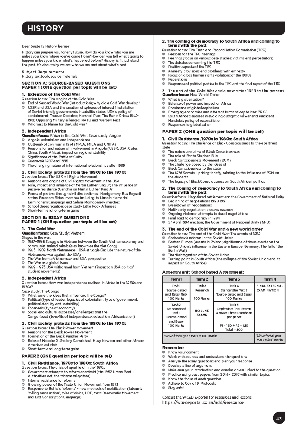 History 12 - Comprehensive Study Notes for Cold War & Independence ...
