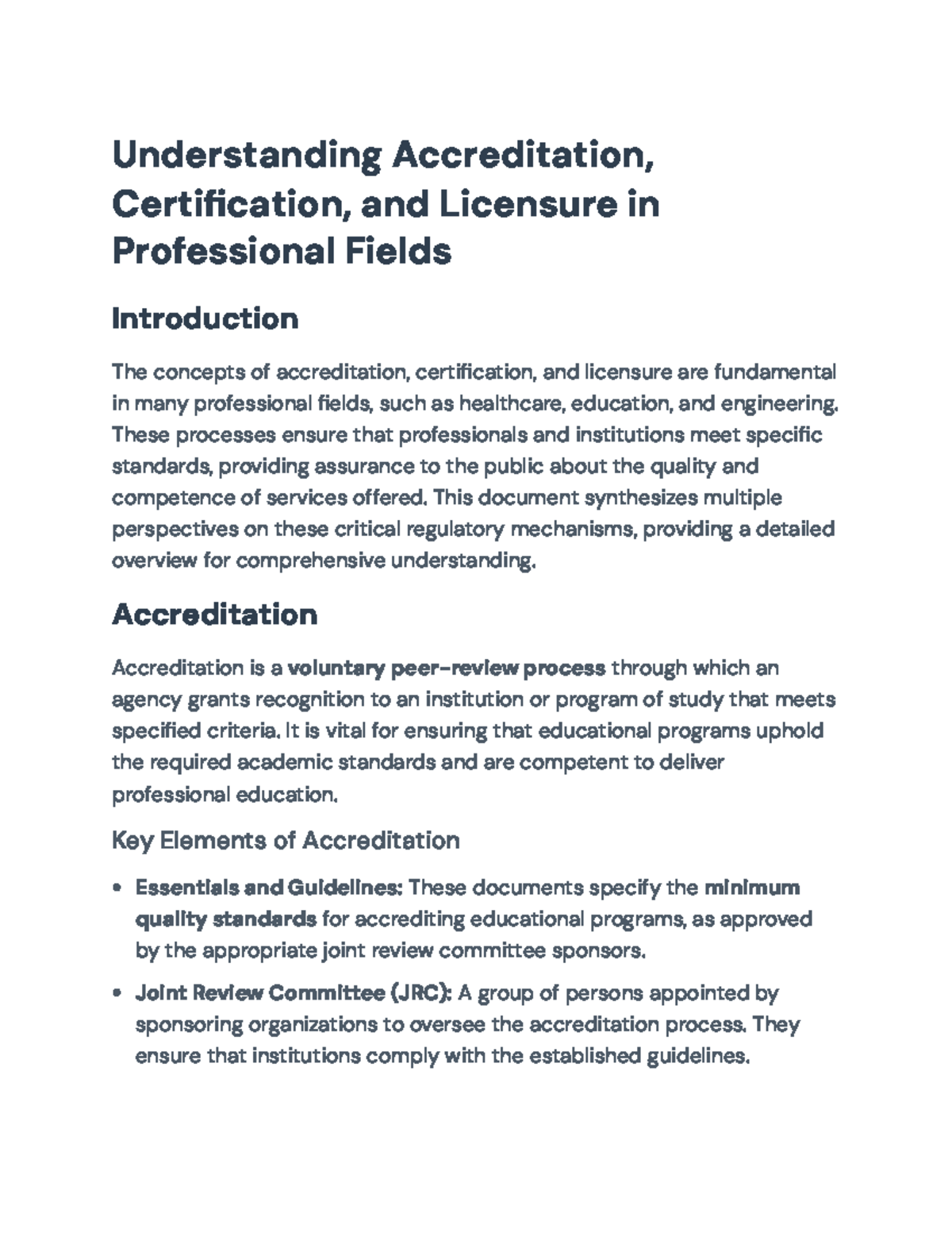 Understanding Accreditation, Certification, and Licensure in Prof ...