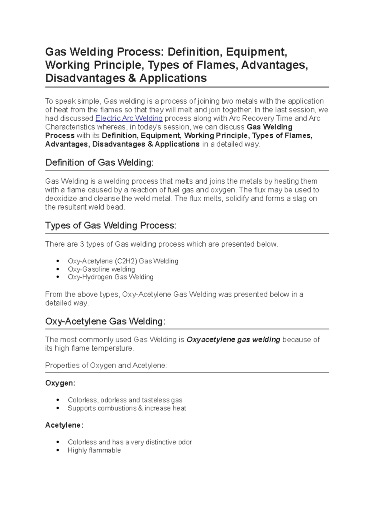 Gas Welding Process: Definition, Equipment & Applications Overview ...