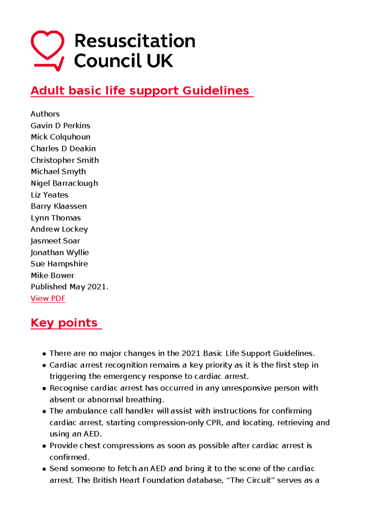 Adult Basic Life Support Guidelines 2021: Key Updates and Practices ...
