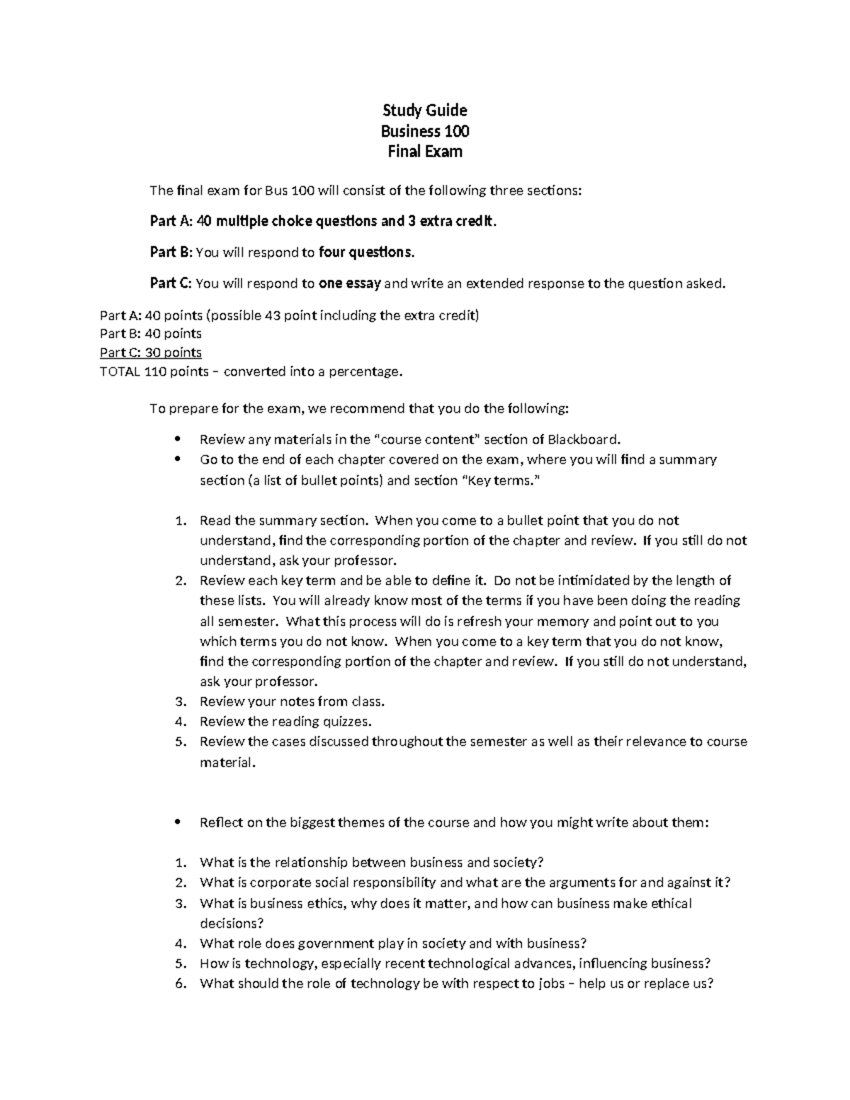 Bus 100 Final Exam Study Guide (1) - Tagged - Study Guide Business 100 ...