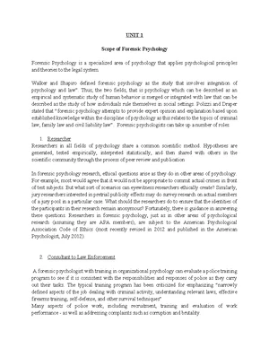 Forensic Psychology - Study Notes & Assignments - Studocu