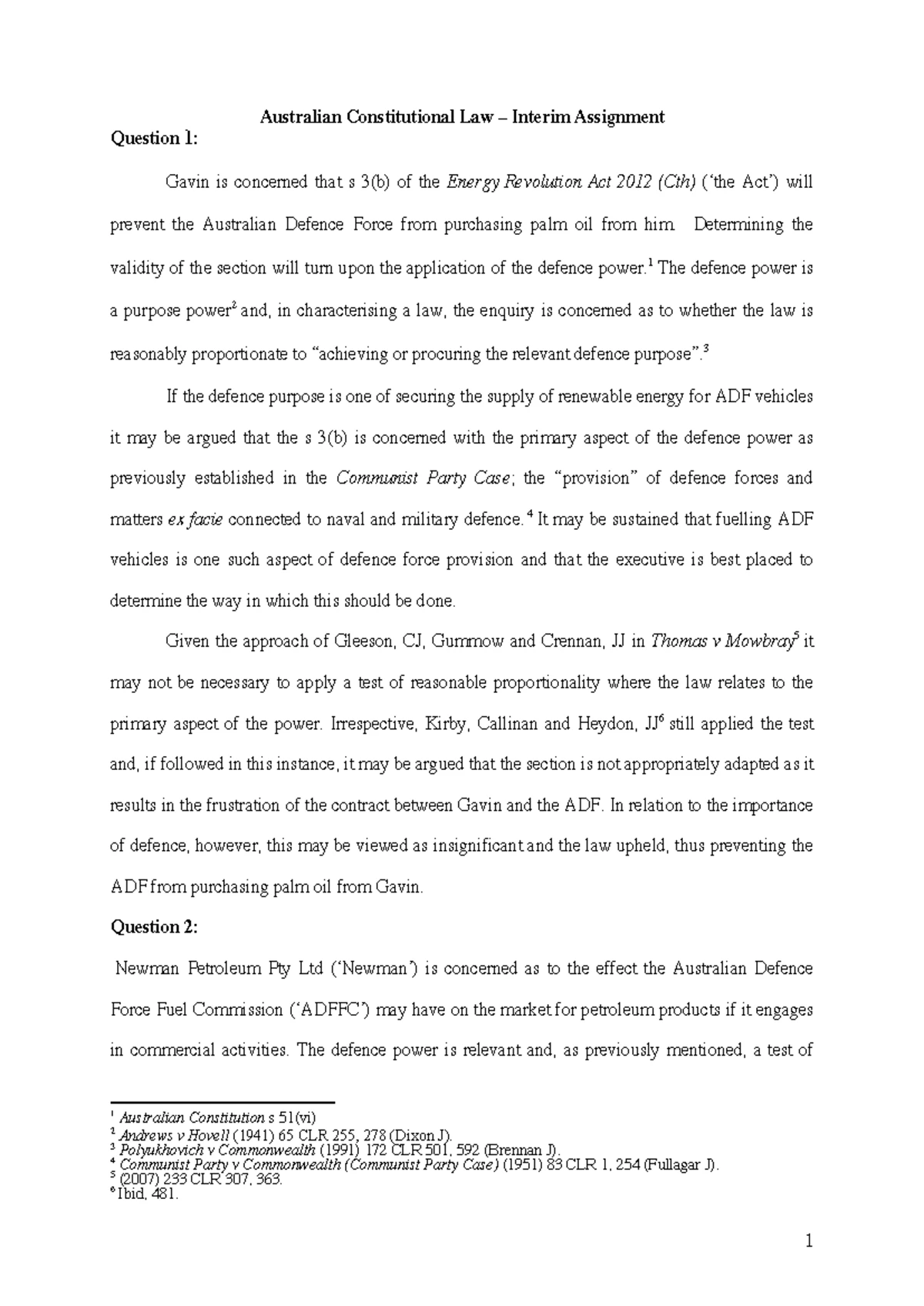 Australian Constitutional Law 2025: Good Answers for Interim Assignment ...