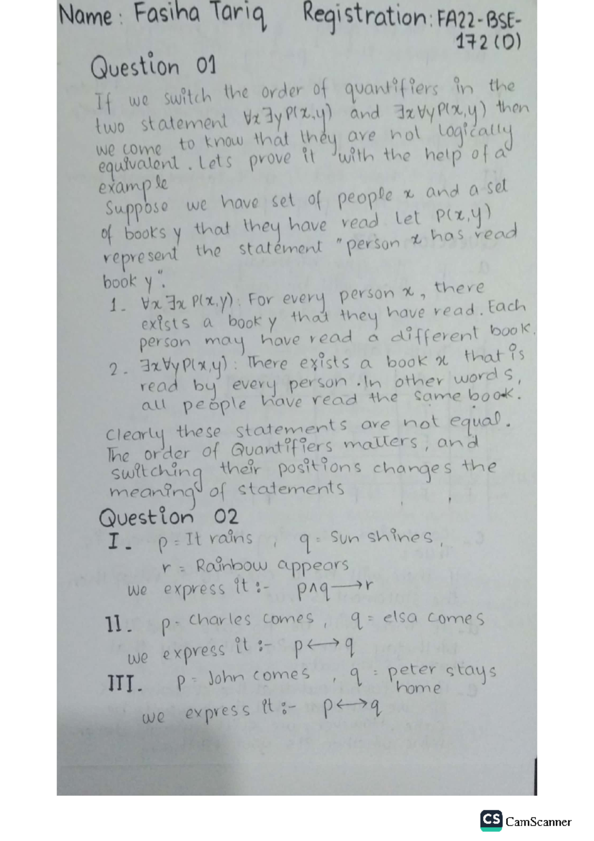 Formal Methods assignment 1 - Name: Fasiha Tariq Registration: 172(D ...