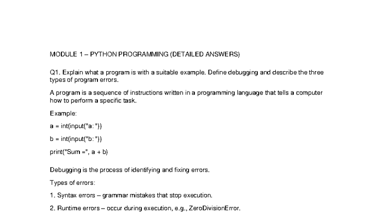 Python Programming & Dictionaries Exam Bundle (All Modules) - Studocu