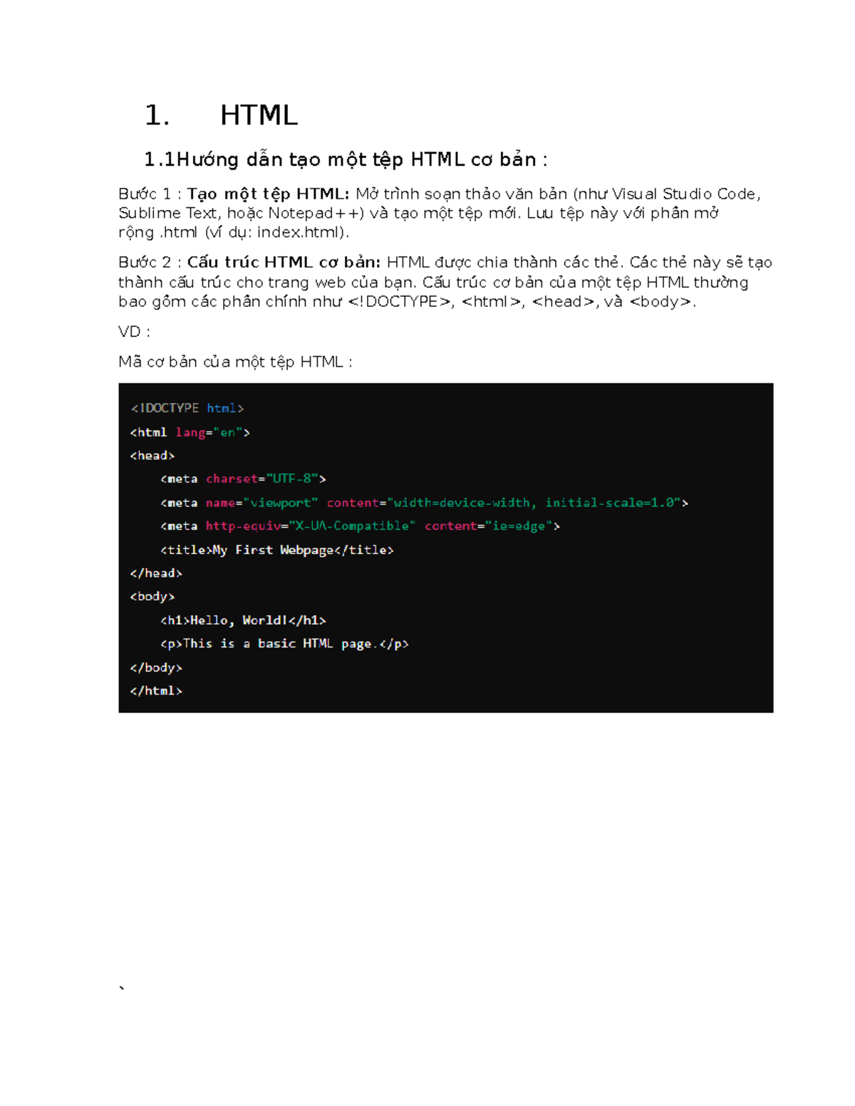 HƯỚNG DẪN TẠO TỆP HTML & CSS CƠ BẢN - WEB HAU - naIXU - Studocu