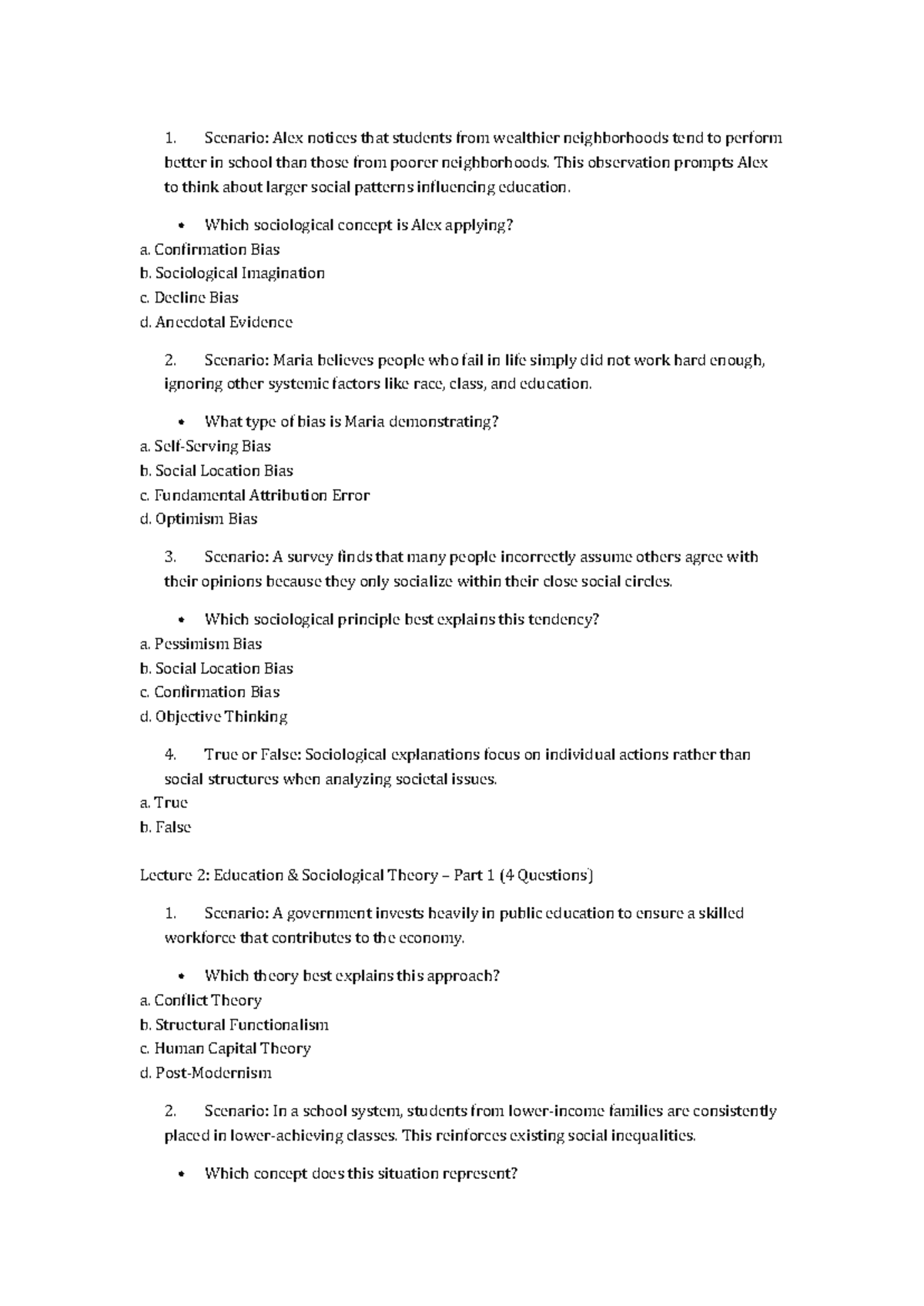 SOC100 intro to sociology final exam review - Scenario: Alex notices ...