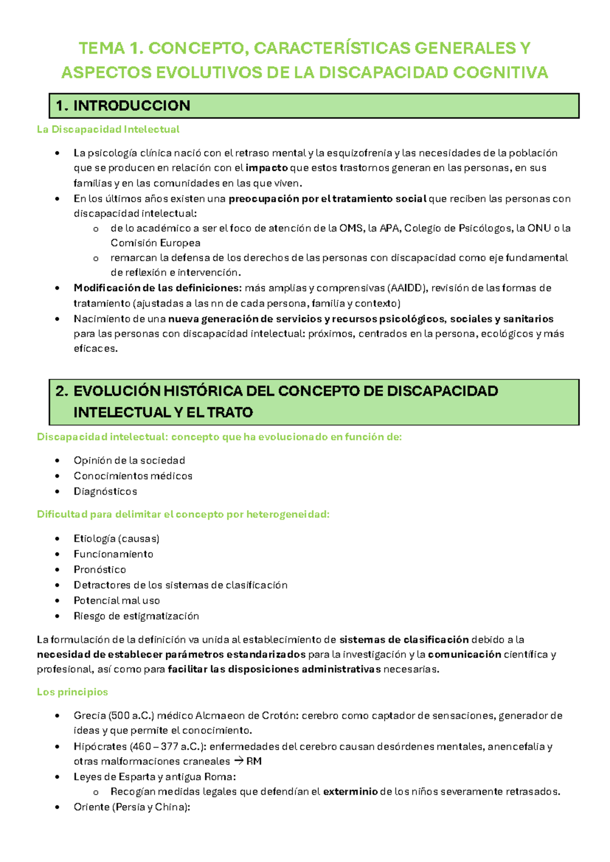 PT. TEMA 1 - Conceptos y Evolución de la Discapacidad Intelectual - Studocu