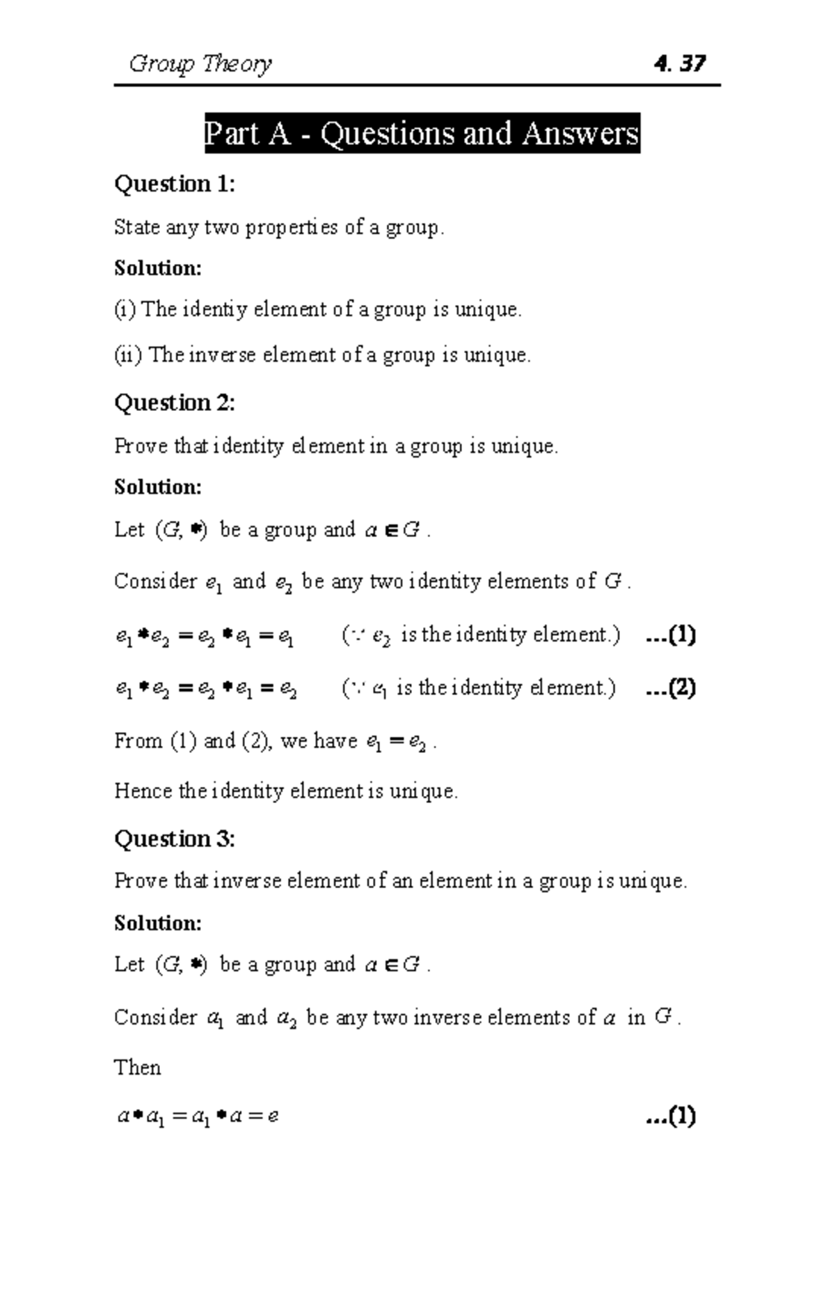 U4-Group Theory Two Marks Q&A - Comprehensive Study Notes - Studocu