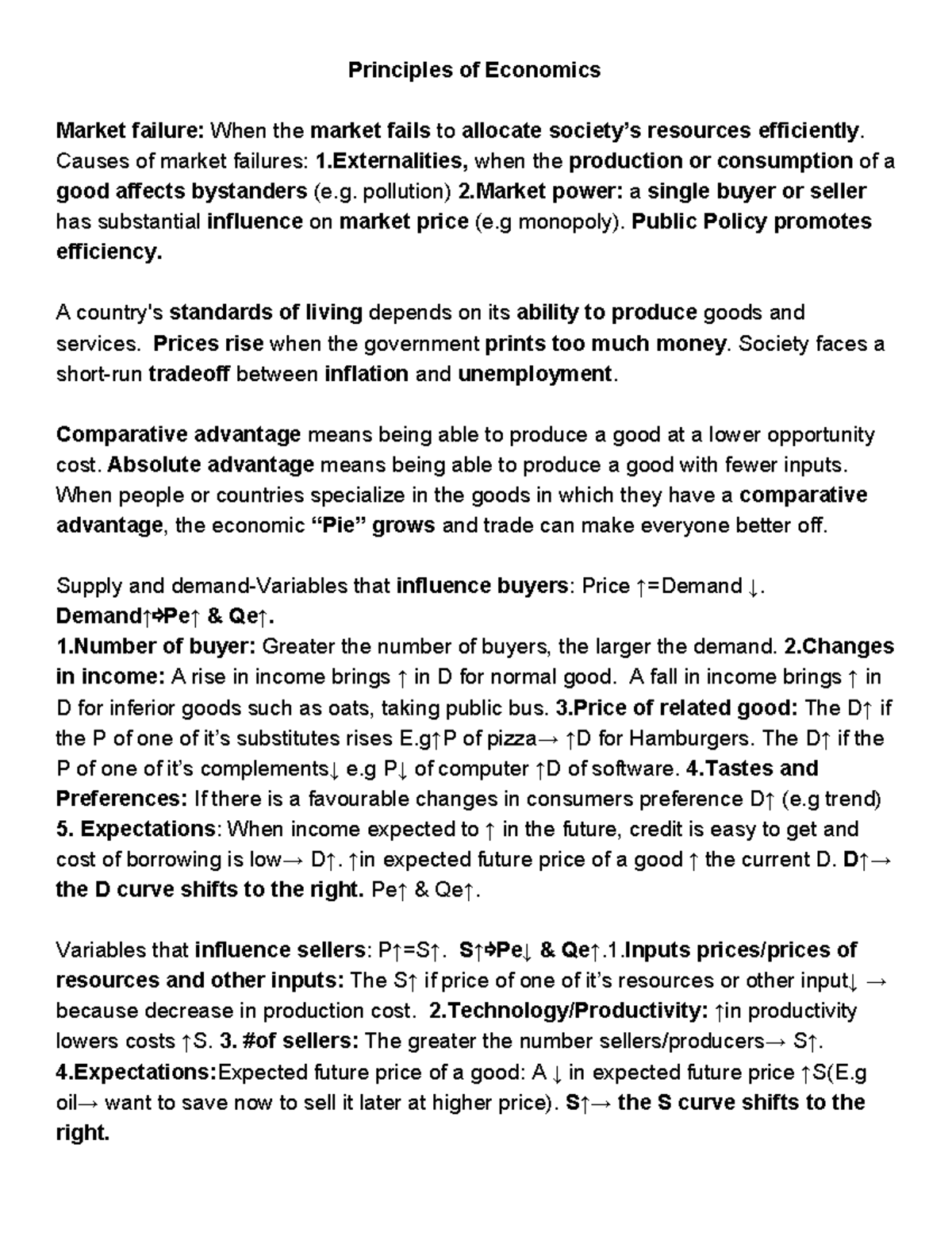 ECO 101 Principles of Economics Final Exam Revision Notes - Studocu