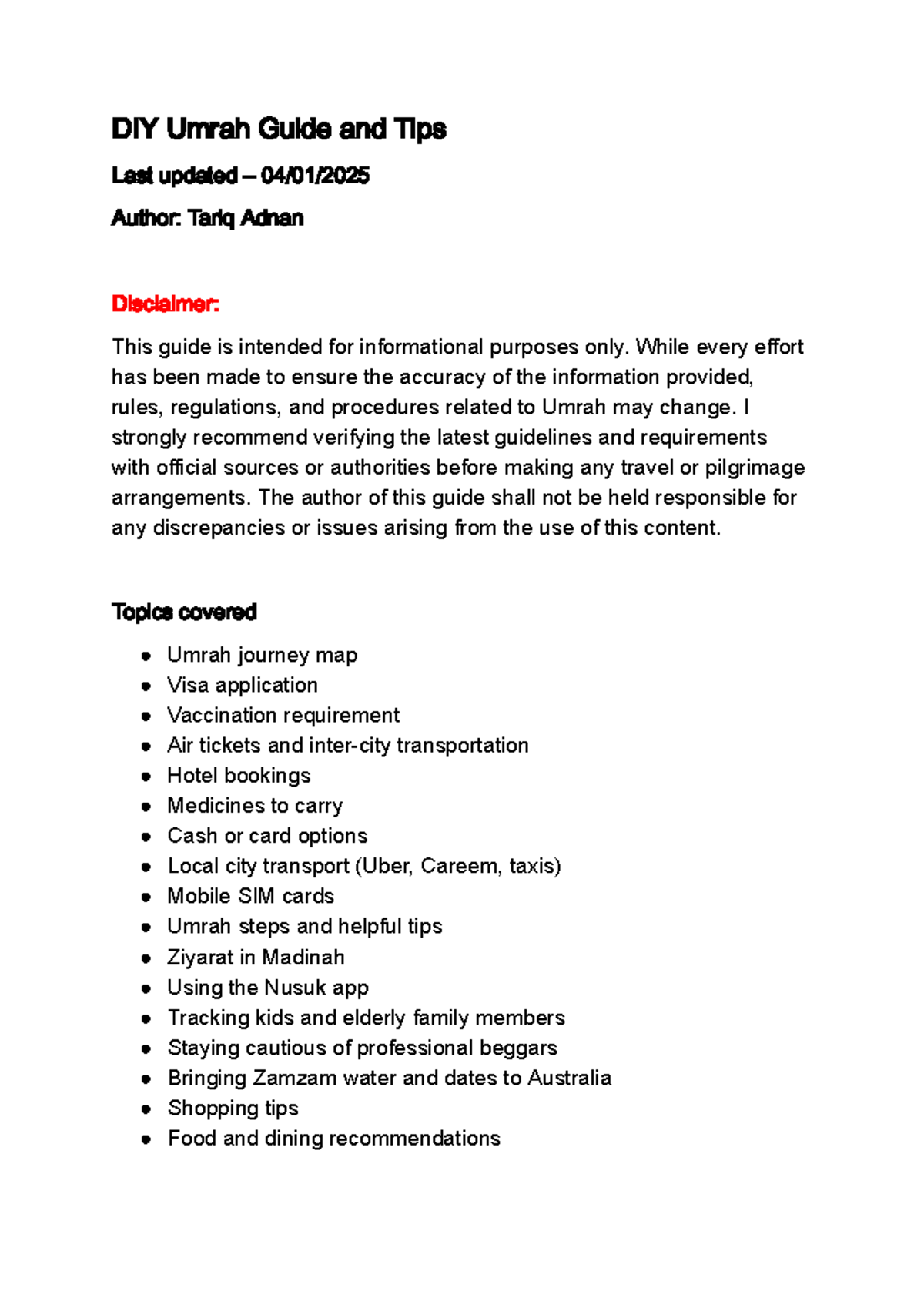 DIY Umrah Guide & Tips for 2025: Essential Travel Insights - Studocu