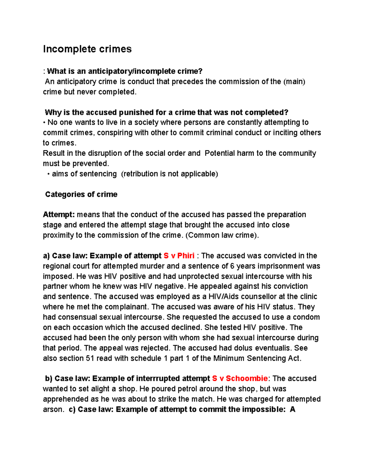 Chapter 9 - Criminal Law: Incomplete Crimes & Attempts - Studocu
