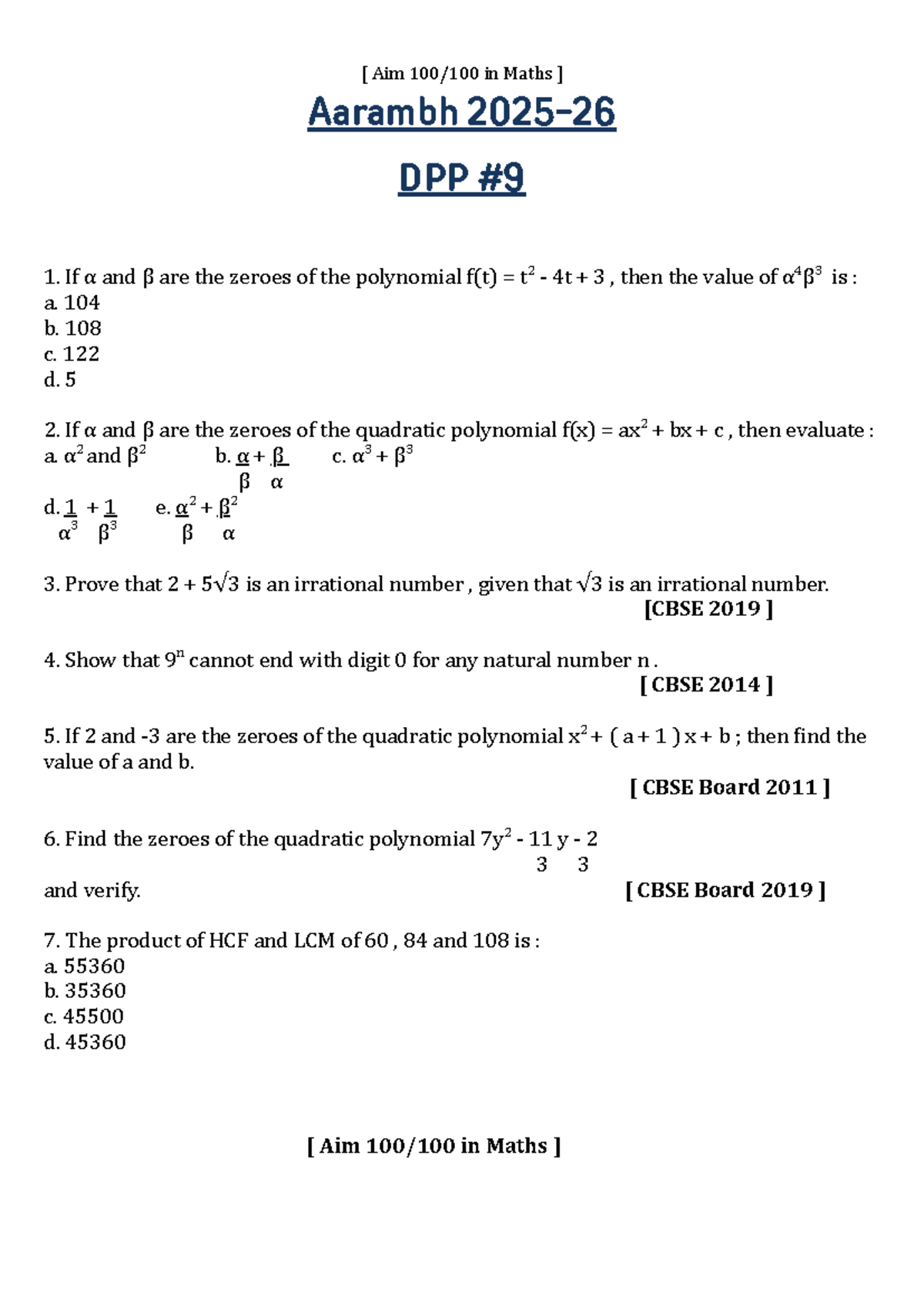 Class 10 Maths Most Important Questions for Board Exams - CBSE 2019 ...
