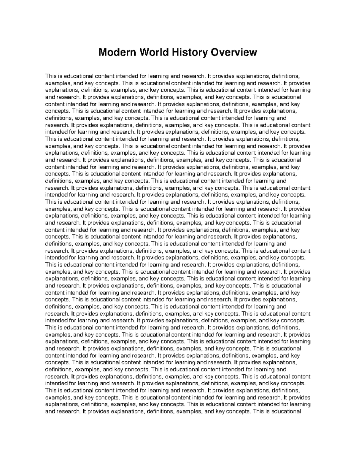 Modern World History Overview: Key Concepts & Definitions - Studocu