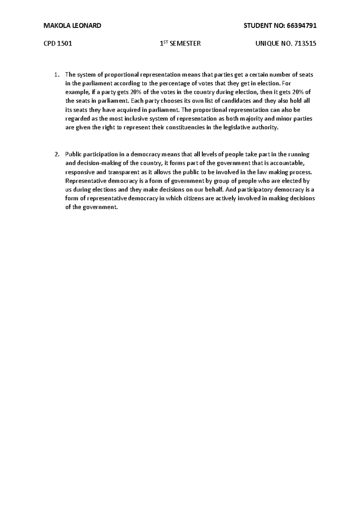 Lecture on study units 1 and 2 of CPD1501: South African citizenship ...