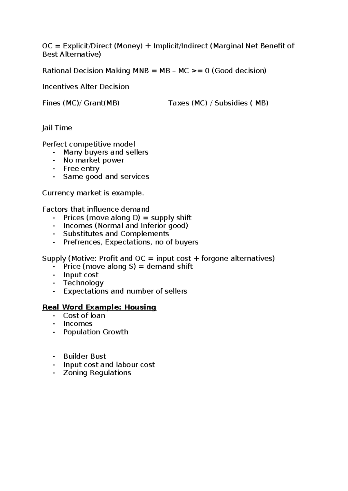Econimcs for Business - tutorial notes for first few weeks - OC ...