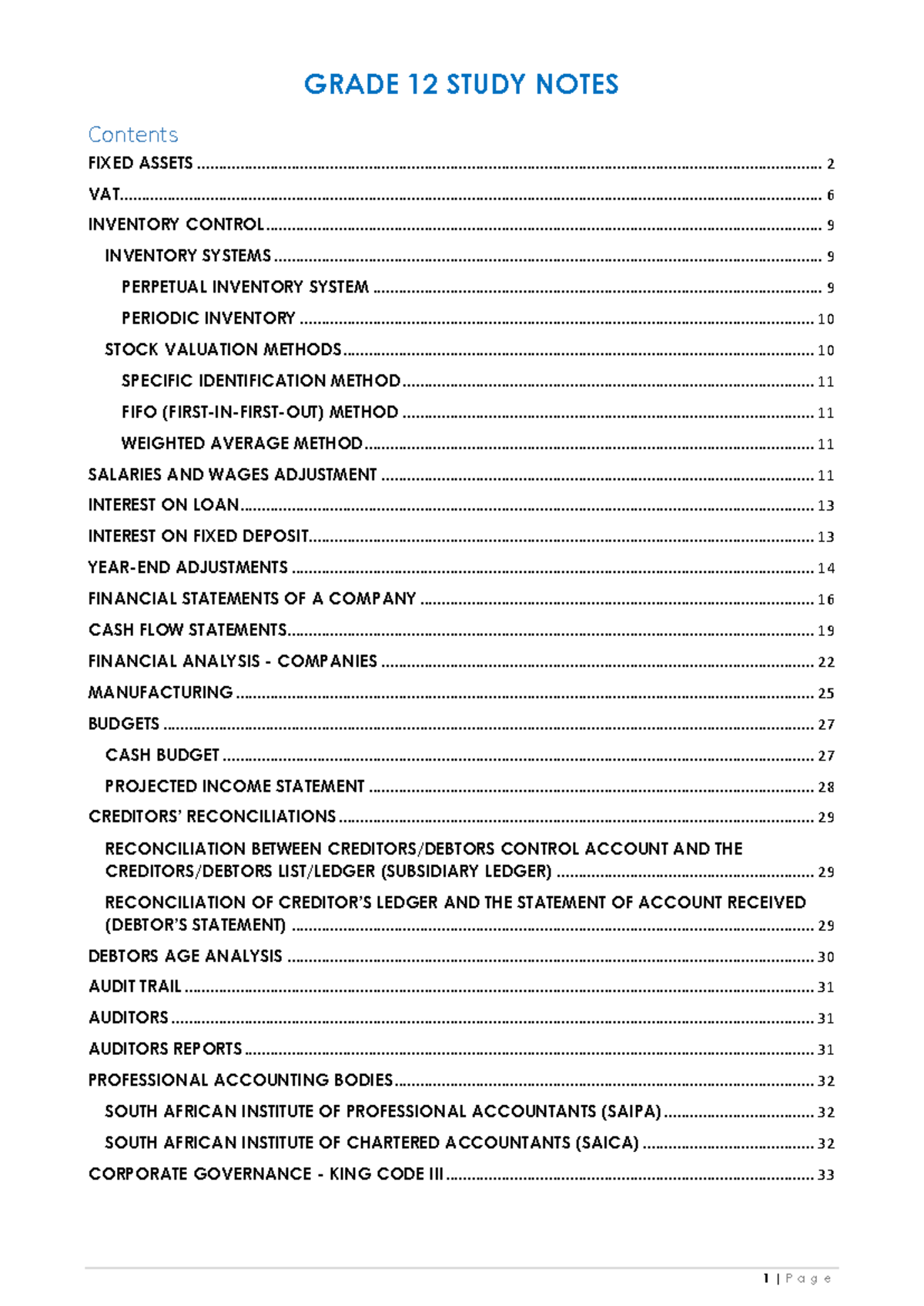 Grade 12 Accounting Study Notes: Key Concepts & Adjustments - Studocu