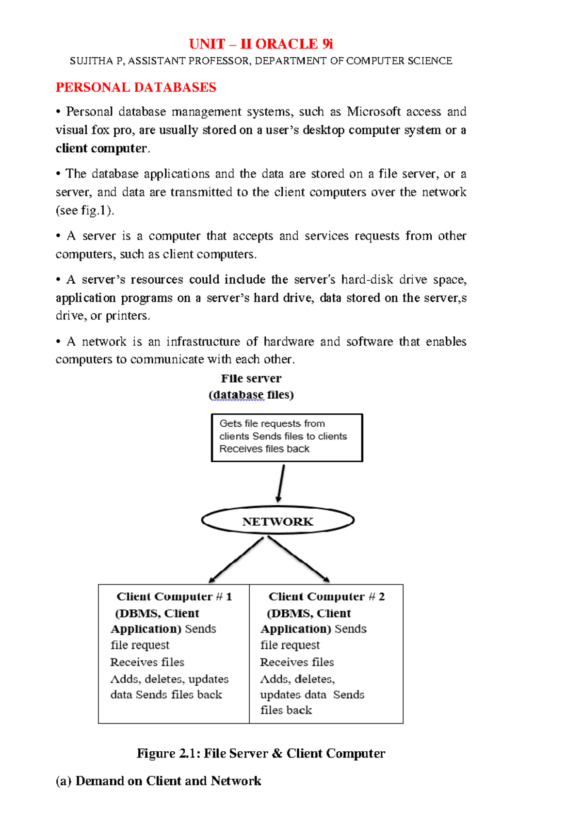 RDBMS UNIT II: Introduction to Oracle 9i and Personal Databases - Studocu