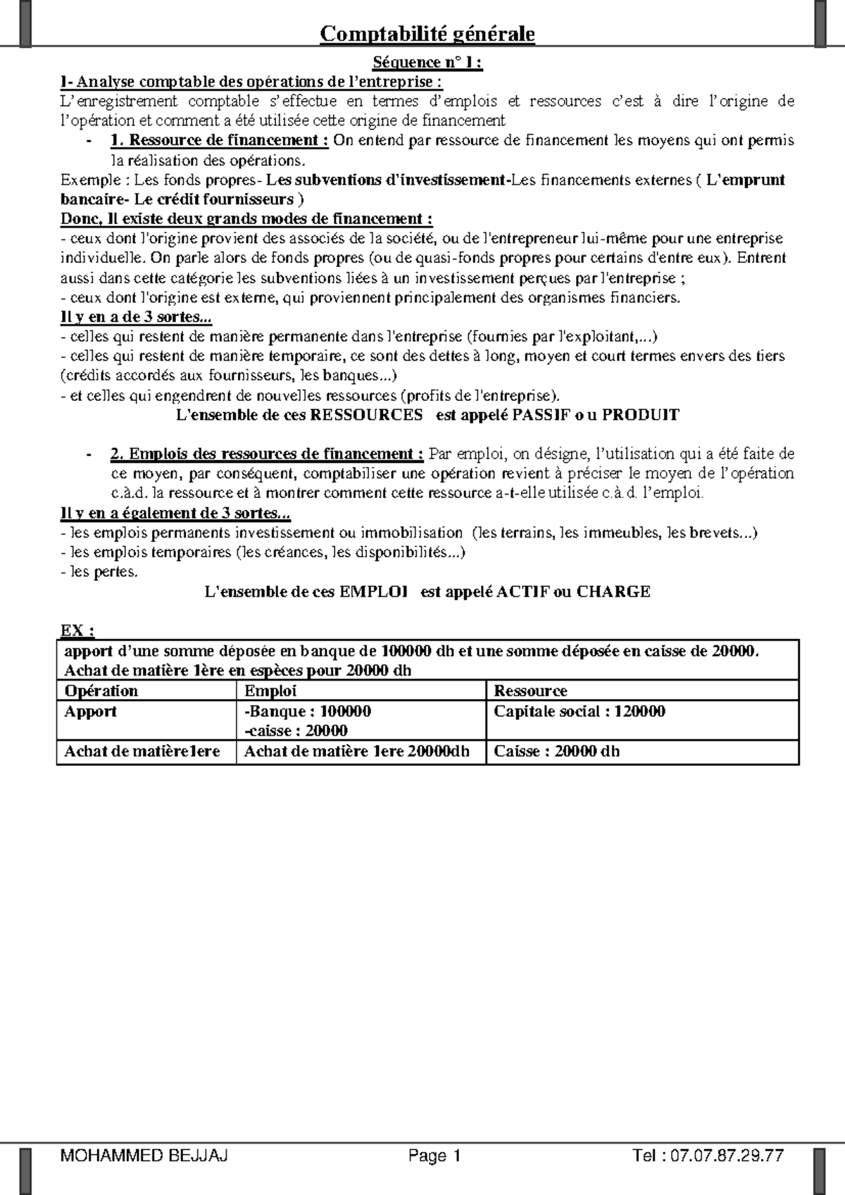 Comptabilité Générale: Analyse des Emplois et Ressources Financières ...