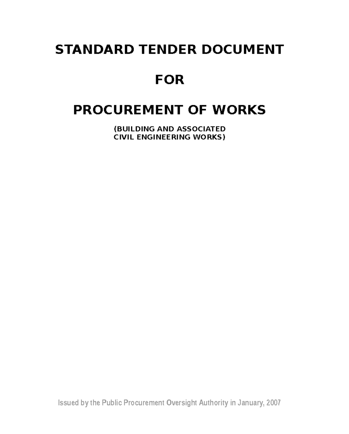 175169622 Standard Procurement Tender Document for Civil Engineering ...