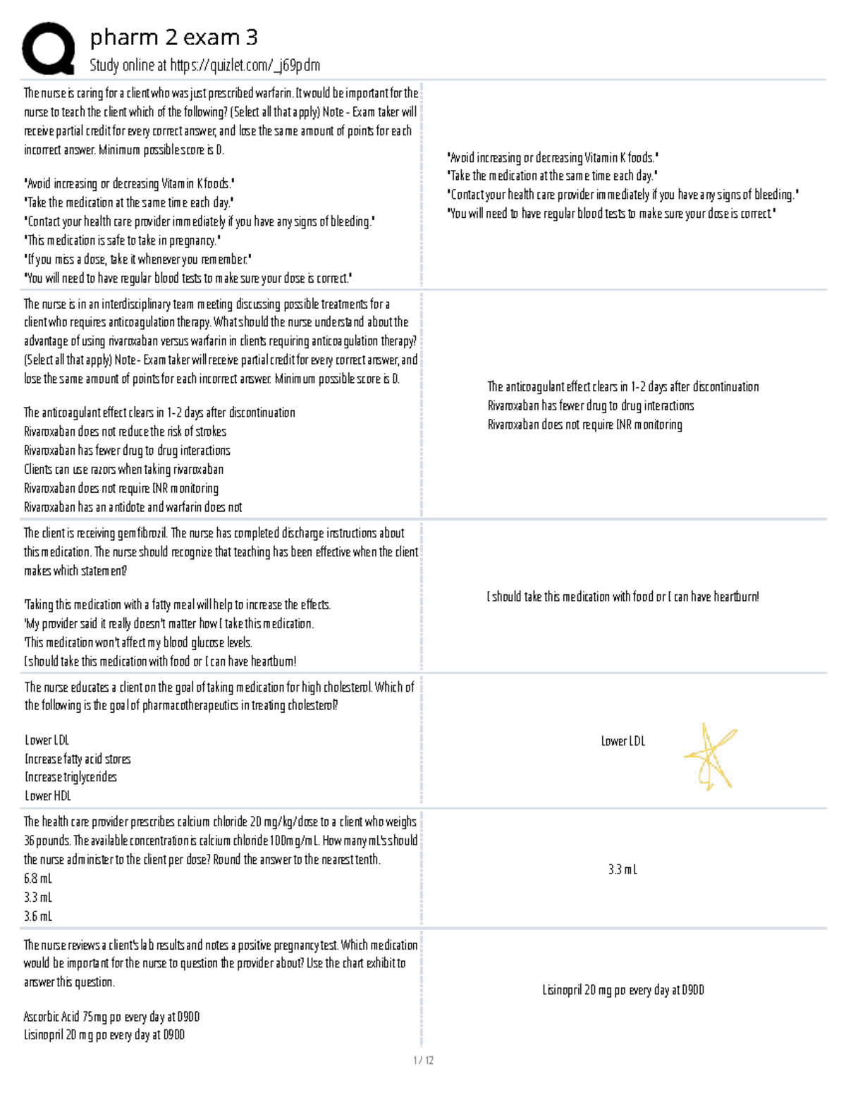 Pharm 2 Exam 3 Study Guide: Key Concepts and Medications - Studocu