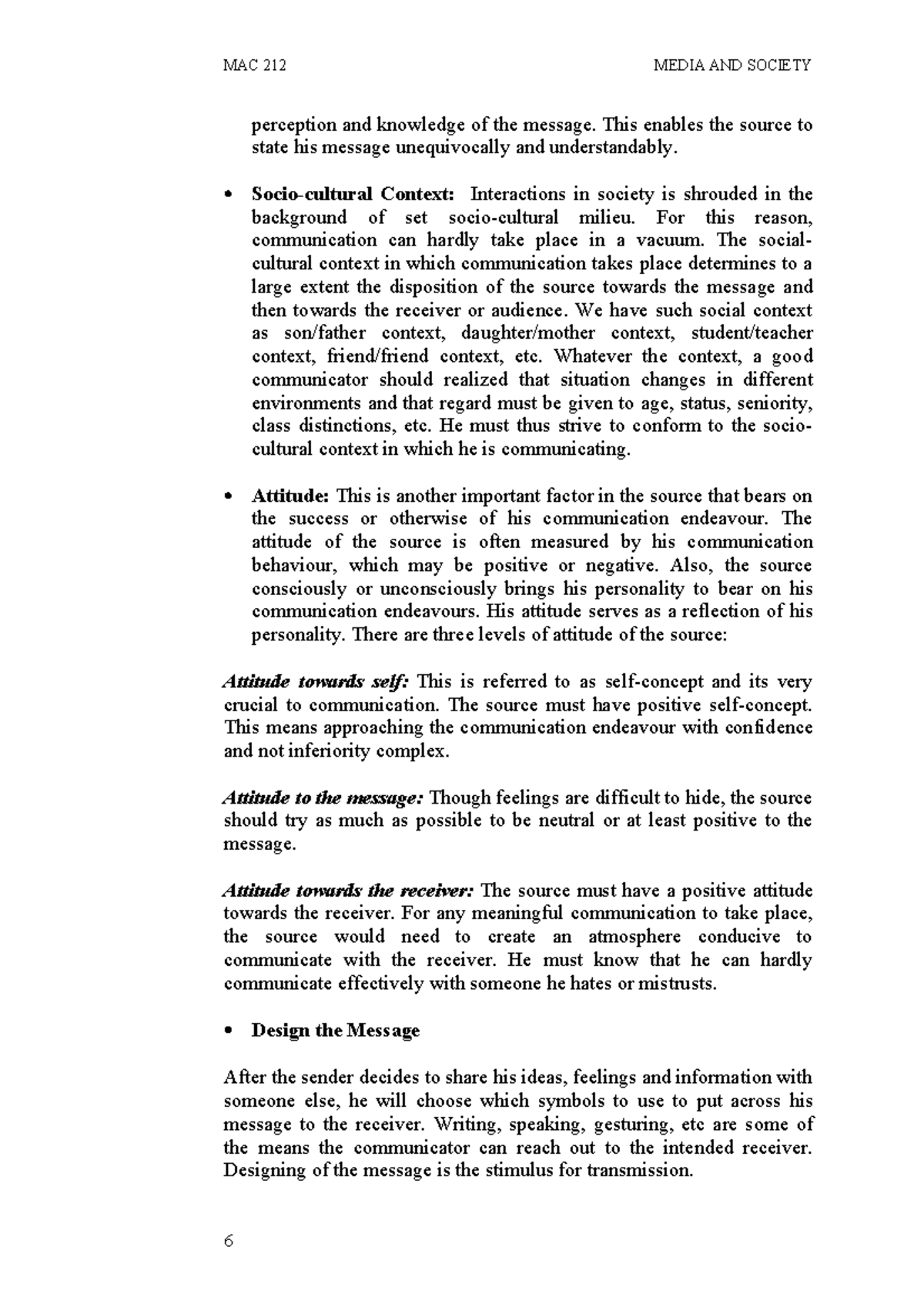 MAC 212 - Understanding Socio-Cultural Context in Communication - Studocu
