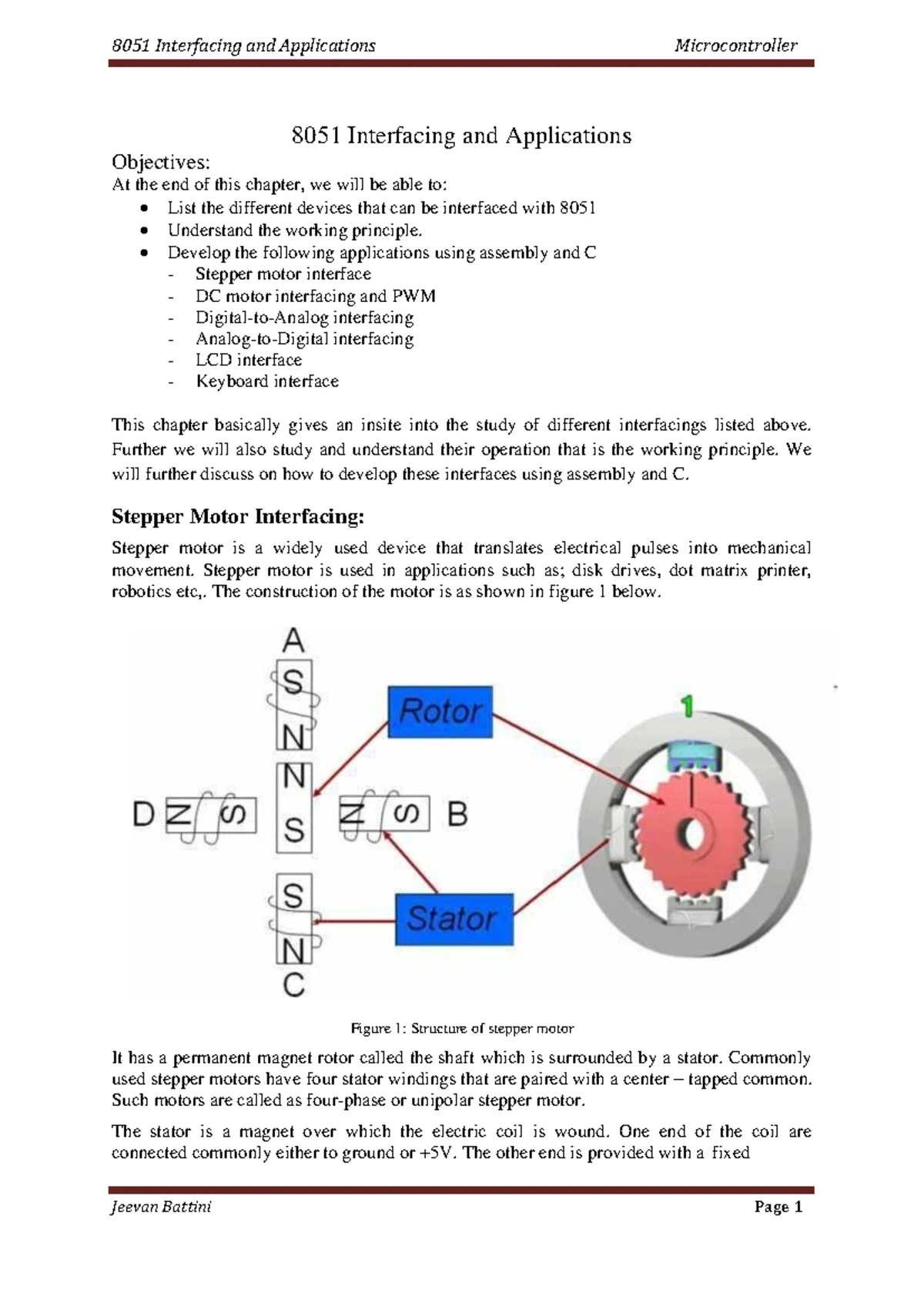 8051 microcontroller interfacing with I/O Devices - Microcontroller And ...