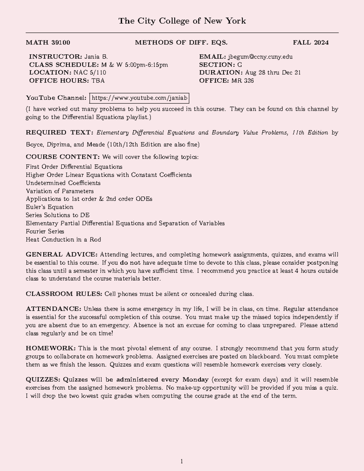MATH 39100 Fall 2024 Differential Equations Syllabus & Practice Guide ...