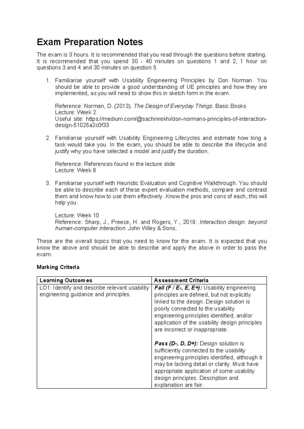 CS2003 Exam Prep notes for students - Exam Preparation Notes The exam ...
