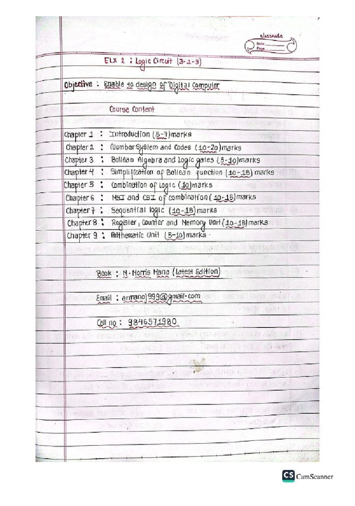 CS Logic Circuits Notes: Design and Analysis of Digital Computers - Studocu