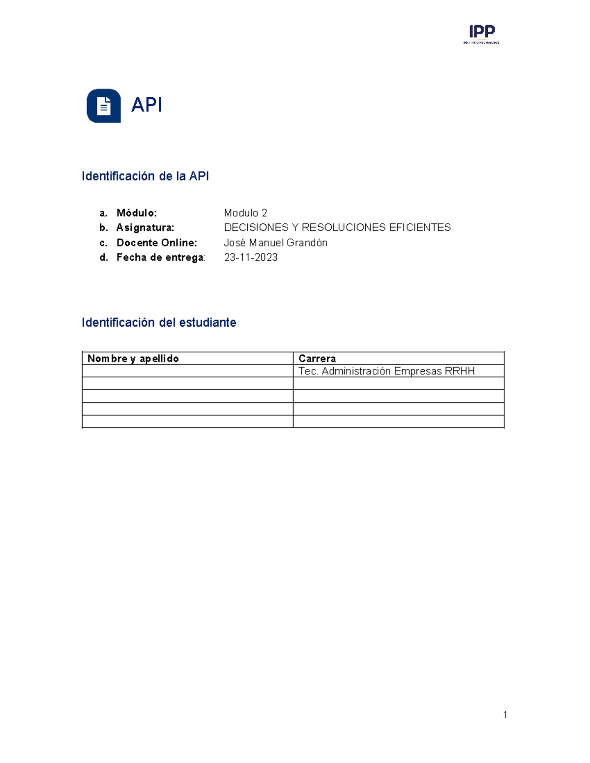 Mu API2 Decisionesyresolucionesefectivas - API Identificación de la API ...