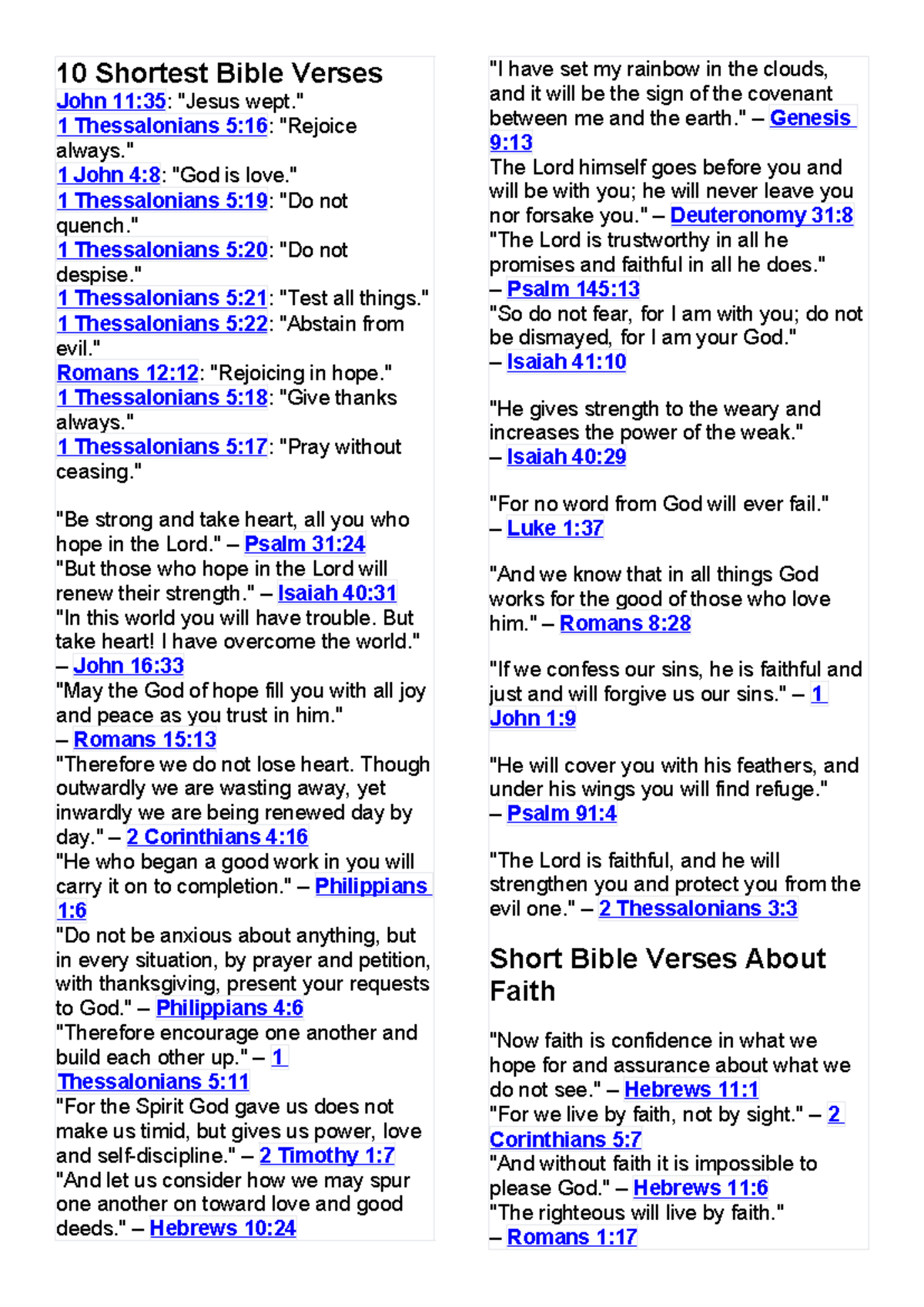 10 Shortest Bible Verses: Inspirational Quotes from Scripture - Studocu