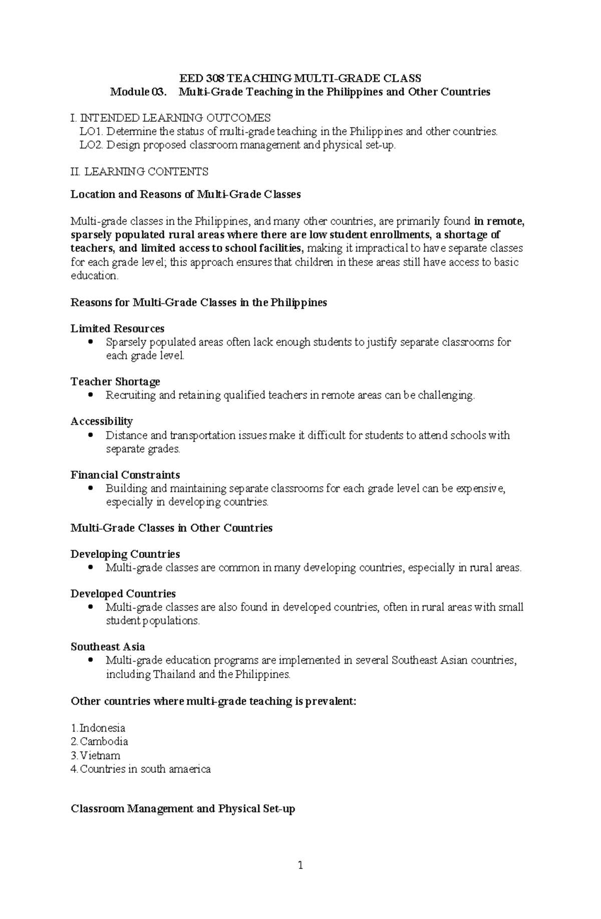 Module 4 - EED 308 Teaching Multi - EED 308 TEACHING MULTI-GRADE CLASS ...