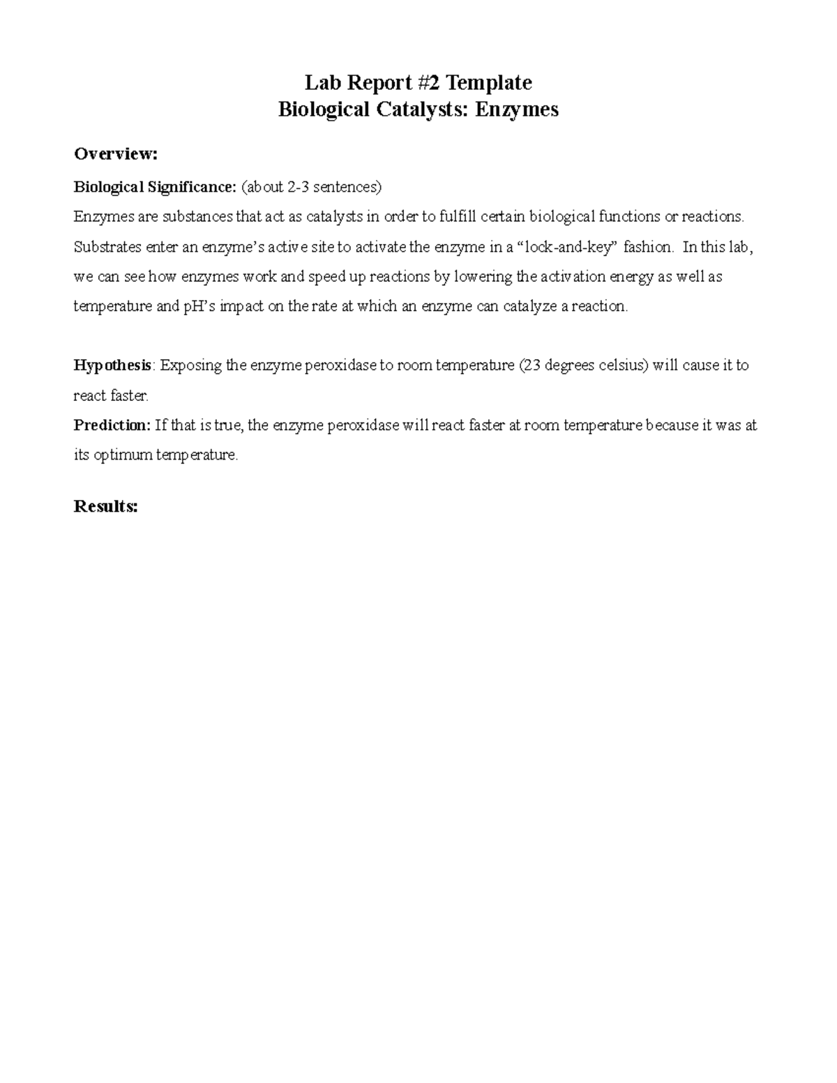 BIO161 Lab Report #2: Biological Catalysts and Enzyme Reactions - Studocu