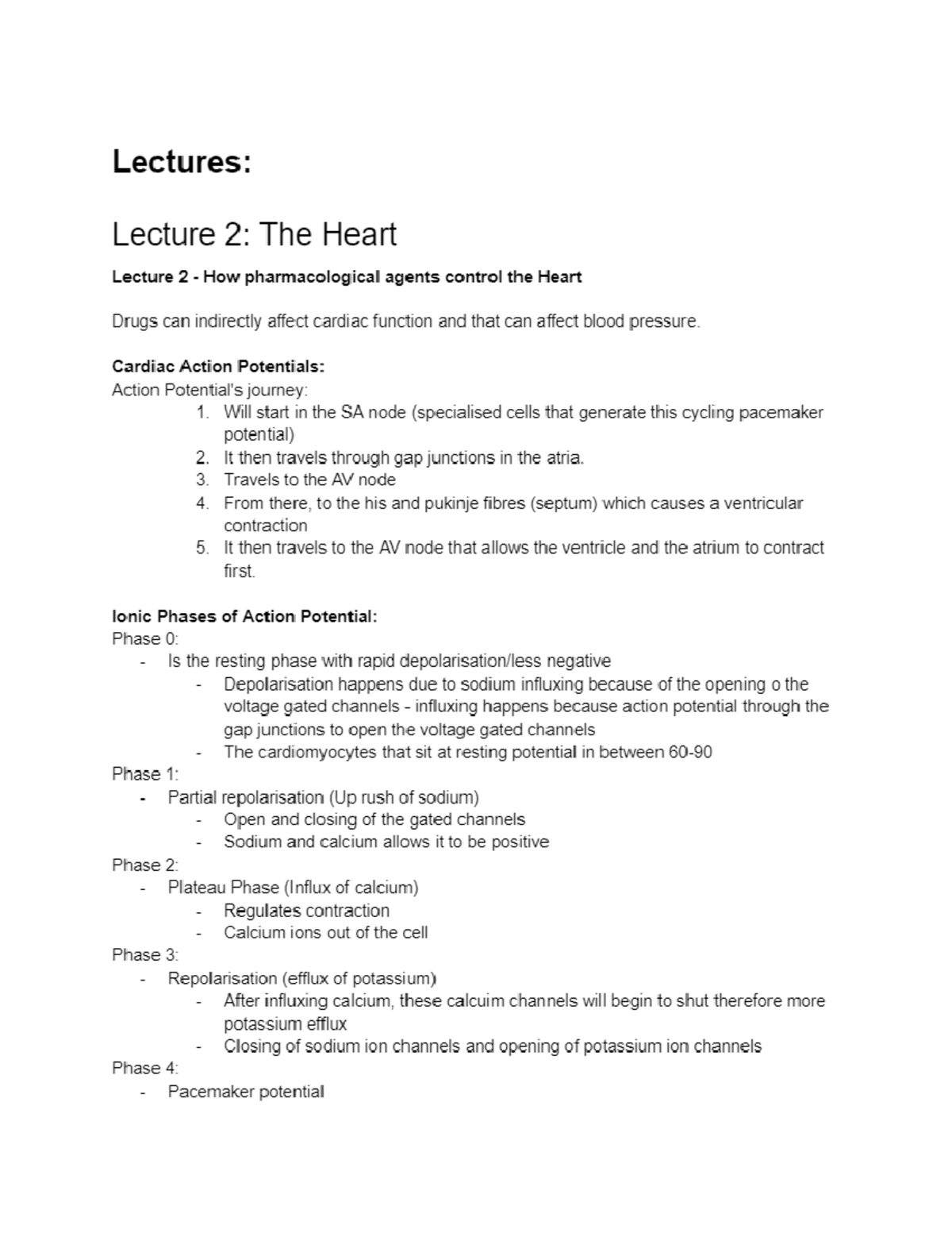 Lecture 2-3: Understanding the Heart - Medsci 320 Notes - Studocu
