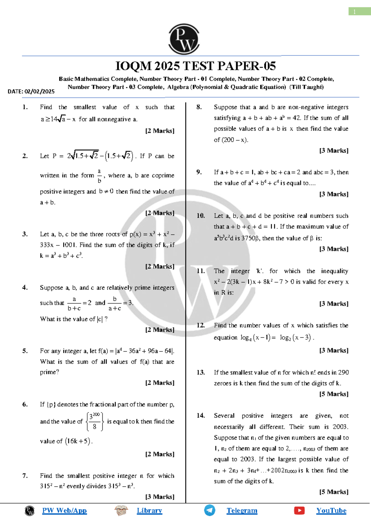 1 IOQM 2025 Final Exam: Complete Solutions for Basic Math & Number ...