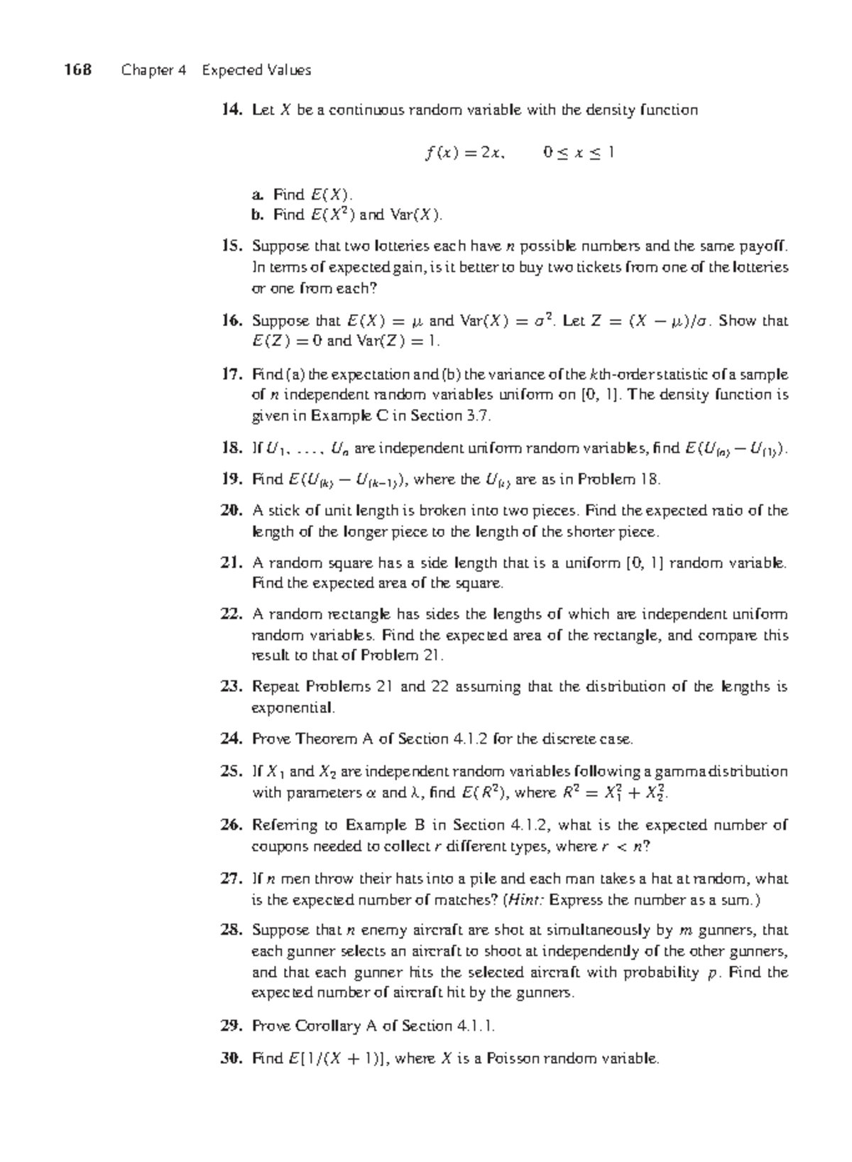 168 Mathematical Statistics: Chapter 4 Expected Values and Variance ...