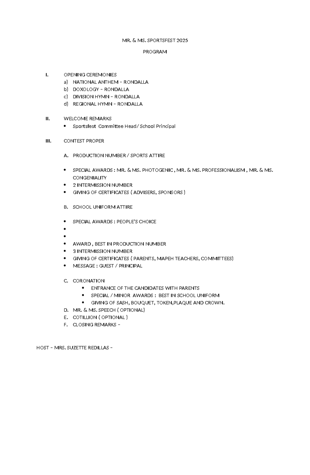 MR. MS. SPORTSFEST 2025 PROGRAM AND RETIREMENT LETTER - Studocu