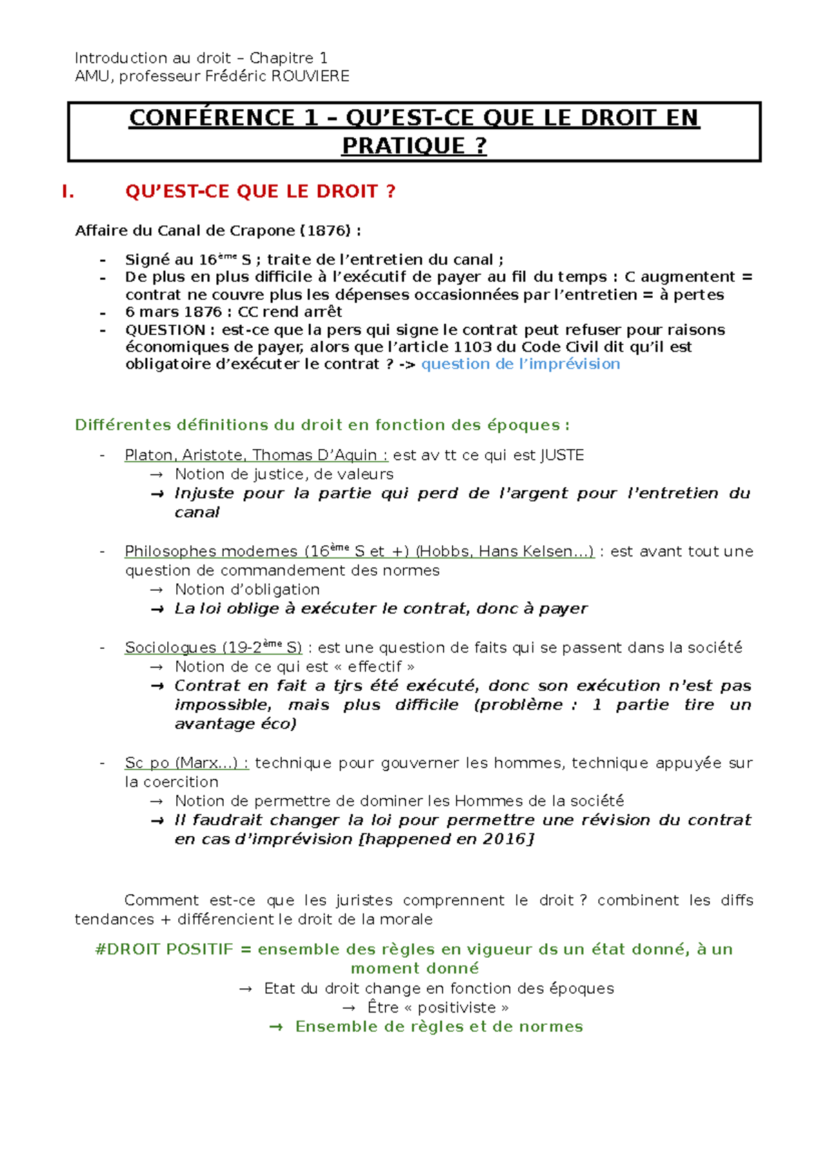Introduction au droit Chapitre 1 AMU - Penser en Juriste - Studocu