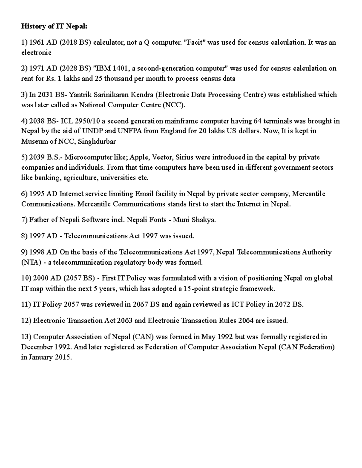 History of IT in Nepal: A Comprehensive Overview and Milestones - Studocu