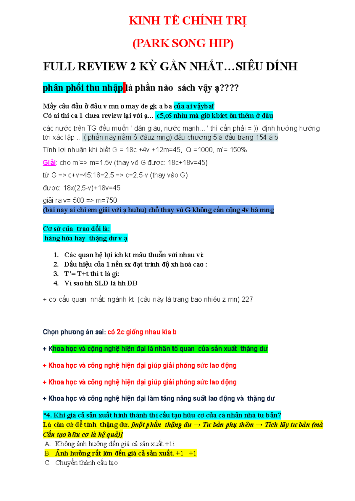 KINH TẾ CHÍNH TRỊ (PARK SONG HIP) - FULL REVIEW 2 KỲ GẦN DÍNH - Document Preview