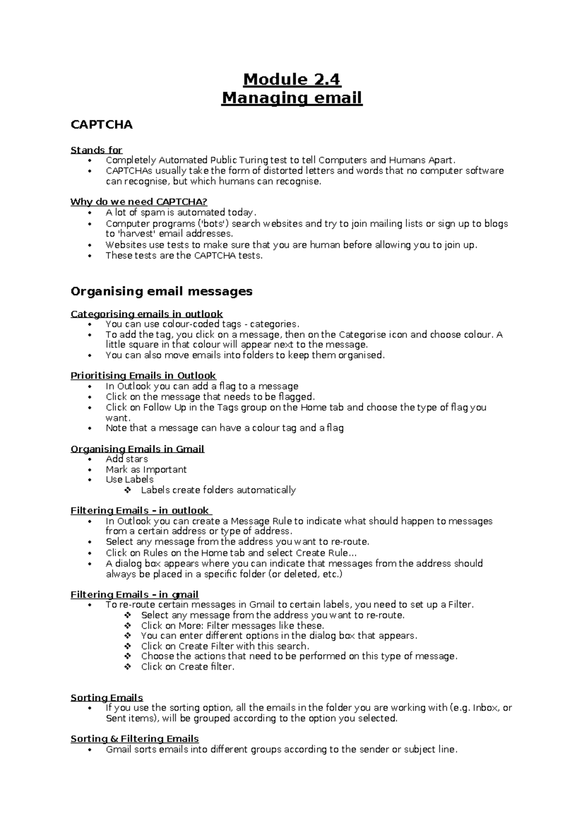 Module 2.4: Effective Email Management and Etiquette Tips - Studocu