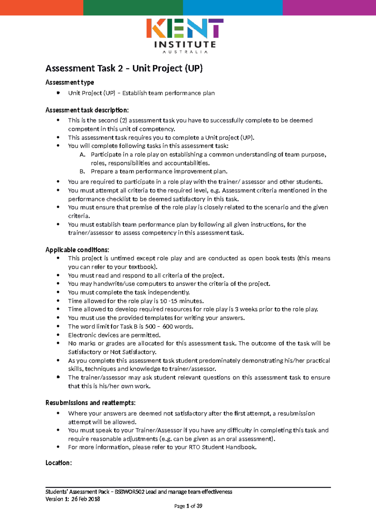 Assessment Task 2 thu - Assessment Task 2 – Unit Project (UP ...