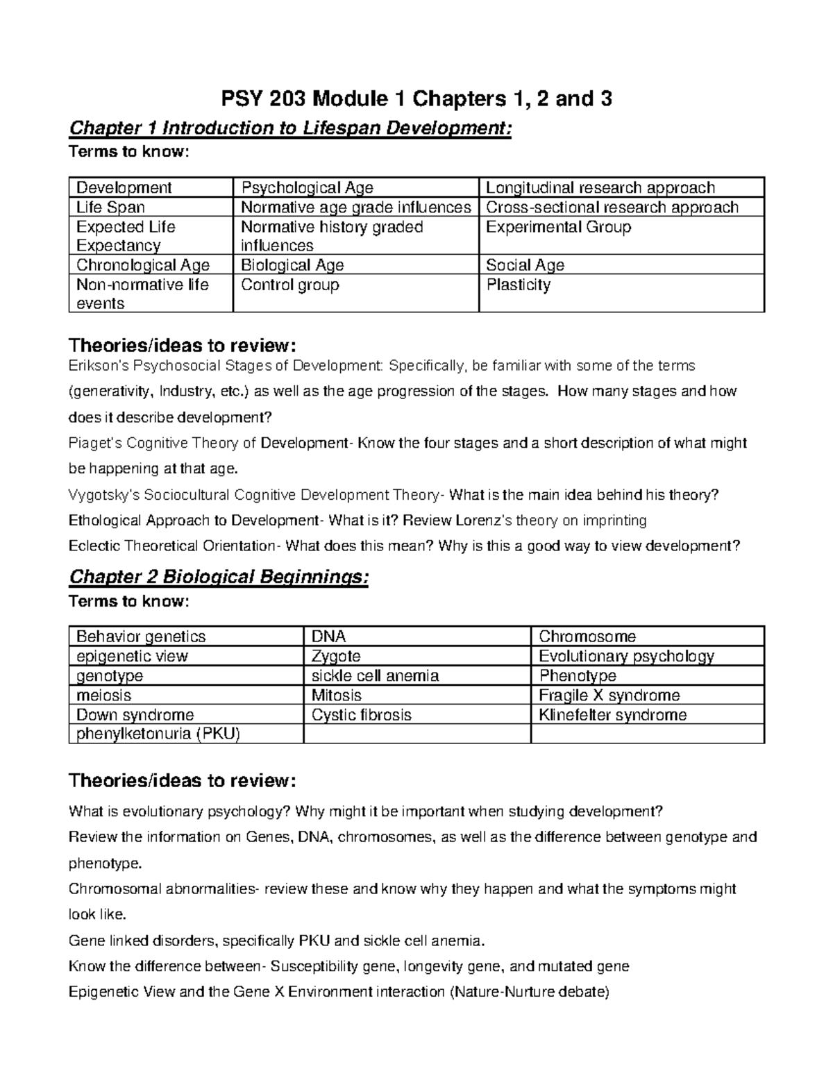 PSY 203 Module 1 Study Guide: Chapters 1, 2, and 3 Overview - Studocu