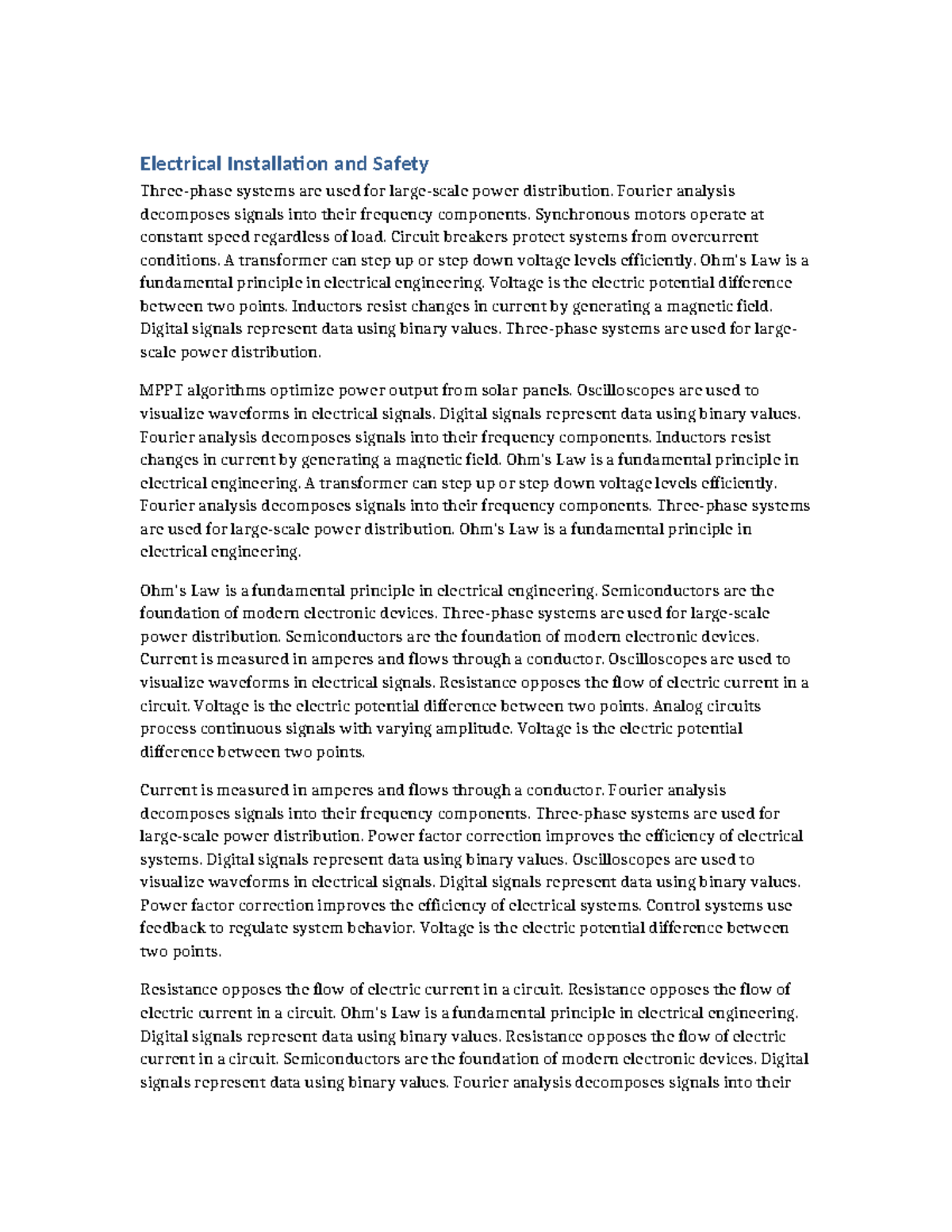 Electrical Installation and Safety Systems: Key Concepts and Principles ...