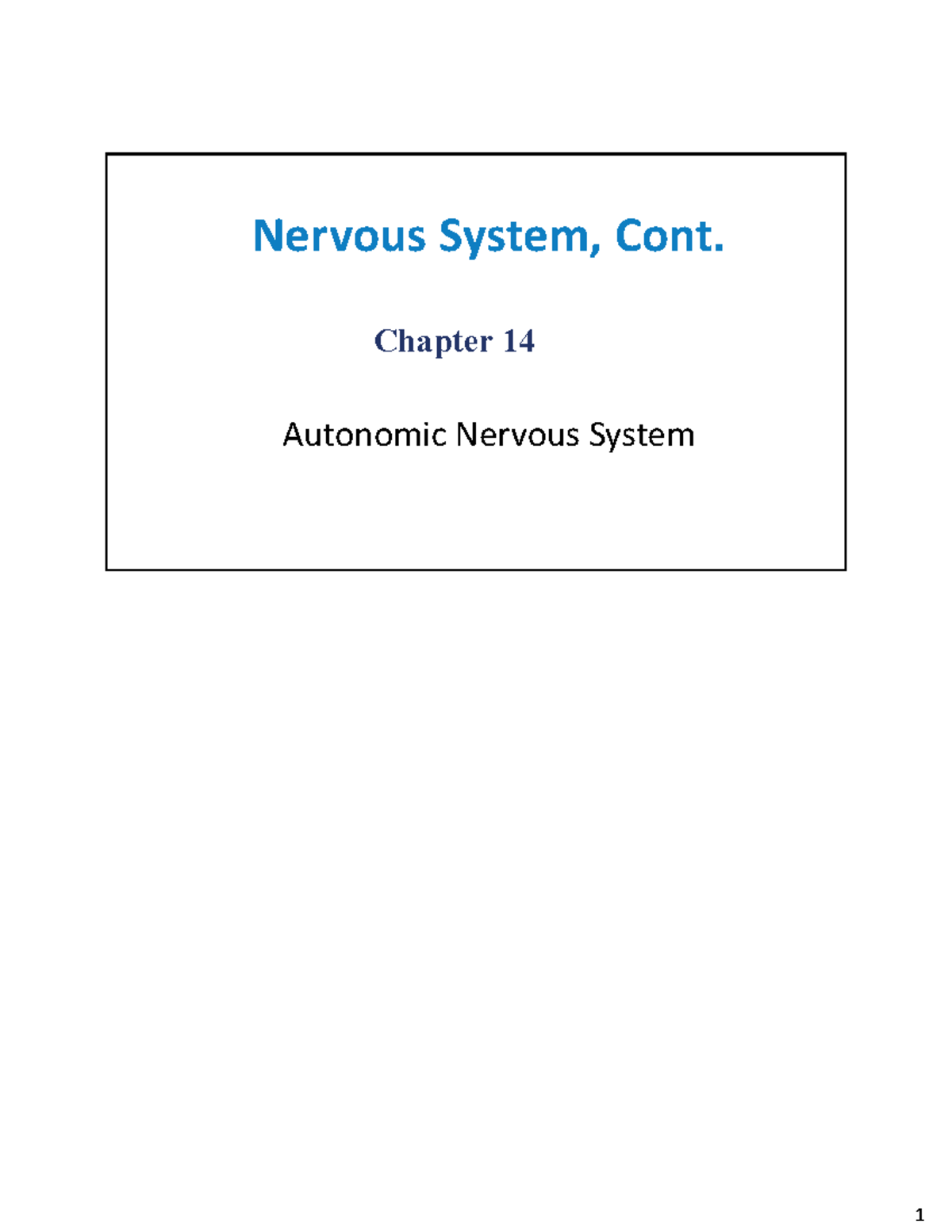 318 Lecture 7: Autonomic Nervous System Overview - Studocu